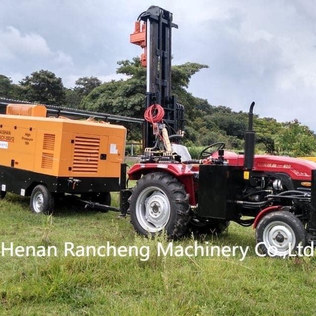 Đặt trên máy kéo, bốn bánh, giàn khoan công suất cao cho 200/260m, 254mm khoan giếng nước.