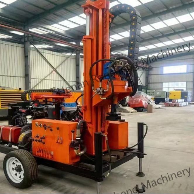 Full Hydraulic Wheels Type Diesel Water Well Borehole RCS200W Máy khoan khoan nhỏ Để bán